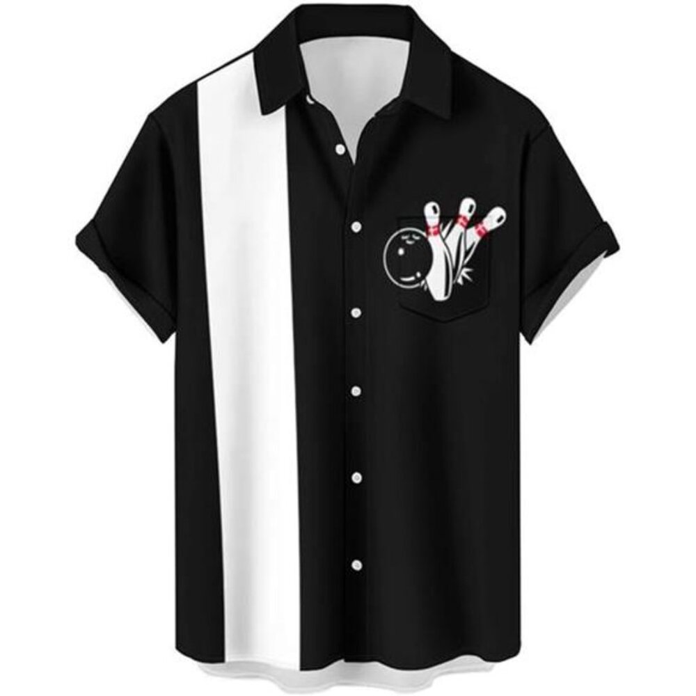 Bowling Shirts for Men Retro Short Sleeve Button Down Shirt Hawaiian Casual